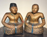 Loro Blonyo - the Inseparable Couple. Java , Indonesia. 20th Century. Carved and Painted Wood.