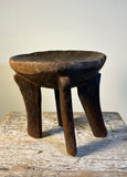 Vintage Senufo Stool. Hand Carved with Embedded Beads. 9” tall. Burkina Faso, West Africa.