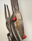 Bamana Chiwara Headdress, Mali. 32” Tall. Metal Detailing On Carved Wood.