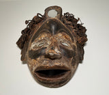 Bakongo Nkisi Mask. African Fine Art. Mirrored Eyes & Forehead. Nails, Rope,Bone
