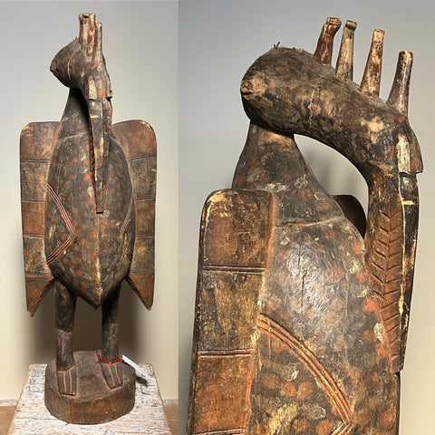 Strange Imports African Art Senufo Bird Figure Sejan Poro Society Côte d’Ivoire  West Africa Early 20th Century.   Collection of noted Recording Artist and connoisseur Andy Williams.
