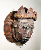 Bamileke Mask Cameroon Grasslands. Cast Bronze, Leather, Fiber.