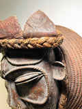 Bamileke Mask Cameroon Grasslands. Cast Bronze, Leather, Fiber.