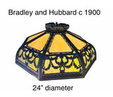 ANTIQUE BRADLEY HUBBARD Chandelier. e 20th Century. Stained Glass. 4 Lamp Fixture.