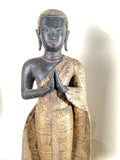 An Exceptional Pair of Antique Rattanakosin Bronze Monks, 27 inches high!