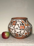 Acoma Pueblo Circa 1940  Pottery Ola Polychrome brushwork  Full form.  Beautifully potted.  9” diameter x 8” tall