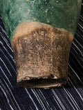 Green glaze pottery vase with applied Dragon motif