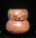 Pre-Columbian Effigy Pot. Ecuador. 10th century . Burnished Red w. Geometric Design.