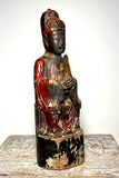 TAOIST Diety. Carved Wood. Red and Black Lacquer. China. Qing Dynasty. Mid. 19th Century.  17” tall.