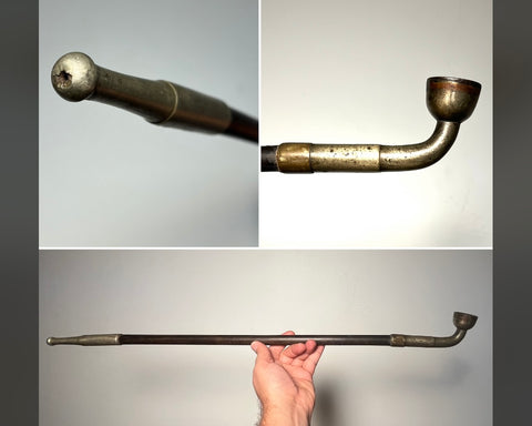 Antique Tobacco Pipe. 19th Century. China. 27” Long. Bronze and Wood.