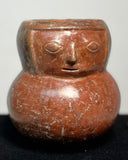 Pre-Columbian Effigy Pot. Ecuador. 10th century . Burnished Red w. Geometric Design.