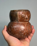 Pre-Columbian Effigy Pot. Ecuador. 10th century . Burnished Red w. Geometric Design.