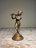 Lord Krishna with Flute. Cast Bronze. Mid 20th Century. India.