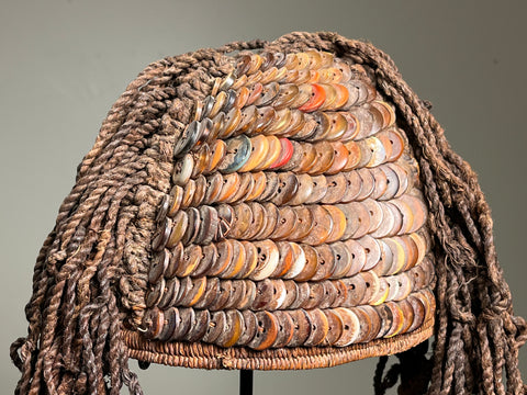Vintage Headdress with Buttons Congo. Bwami Society. Lega People.