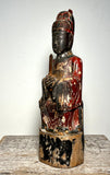 TAOIST Diety. Carved Wood. Red and Black Lacquer. China. Qing Dynasty. Mid. 19th Century.  17” tall.