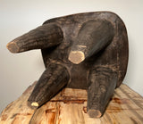 Vintage Lobi Stool. Hand Carved Wood. 12” wide.