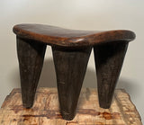 Vintage Lobi Stool. Hand Carved Wood. 12” wide.