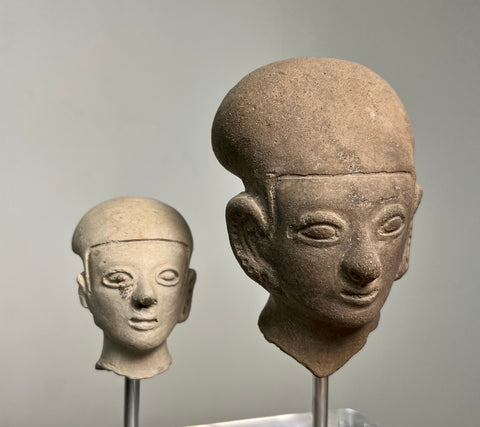 Pre-Columbian Guangala Clay Heads. Ecuador. Circa 300 AD.