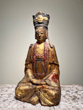 TAOIST Diety. Carved Wood. Red Lacquer and Gilding. Late Qing Dynasty. S.China. 19th Century.
