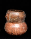 Pre-Columbian Effigy Pot. Ecuador. 10th century . Burnished Red w. Geometric Design.