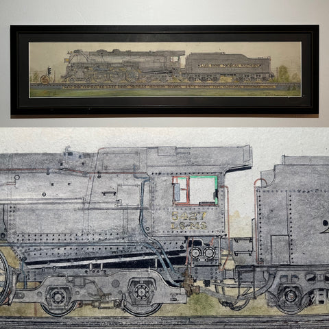 Railroad Watercolor Painting. The Lake Shore. New York Central Hudson Locomotive. #5427 LS-MS.