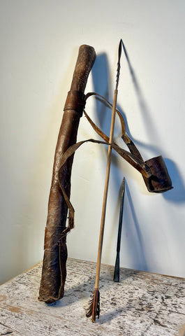Vintage Authentic BUSHMAN ARROW QUIVER with One Barbed Arrow & Heavy Spearhead.
Circa 1980’s