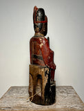 TAOIST Diety. Carved Wood. Red and Black Lacquer. China. Qing Dynasty. Mid. 19th Century.  17” tall.