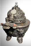 A Fine Sino-Mongolian Silvered Copper Censor with Inlaid Stones 20th C.