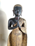 An Exceptional Pair of Antique Rattanakosin Bronze Monks, 27 inches high!