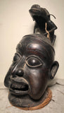 Bamileke or Bamun Helmet Mask Bronze Cameroon