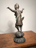 Thai Thepphanom Temple Guardian Dancer. Cast Bronze. 16” tall. Circa 1970.