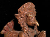 Antique Bronze Image of Garuda. Paten, Nepal. Mid 20th Century.  In Hinduism, Garuda is a divine eagle-like sun bird and the king of birds. He is described to be the vehicle mount of the Hindu god Vishnu. The Shatapatha Brahmana embedded inside the Yajurveda text mentions Garuda as the personification of courage.  He is a powerful creature in the epics, whose wing flapping can stop the spinning of heaven, earth and hell.