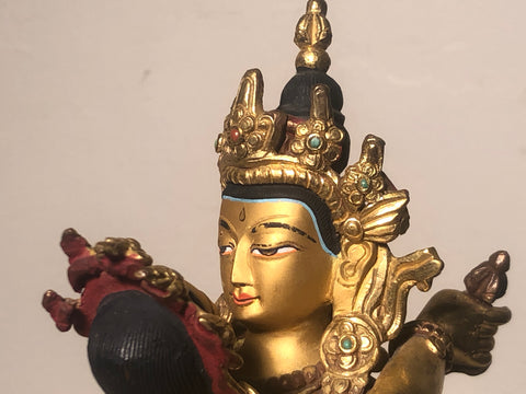 Tantric Bronze. Nepal. C. 1990. Padmasambhava, Guru Rinpoche. An awakened buddha.  Through his form, primordial wisdom manifests in the world to benefit all sentient beings. Yab-yum represents the primordial,  mystical union of wisdom and compassion.