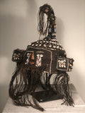 Kuba Headdress Mask.  Woven fabrics, fiber, shell and beads.  Congo