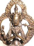 An antique  bronze image of Bodhisattva Avalokitesvara Nepal 19th Century.  6.25” tall x 4” wide x 2.5” deep   412 grams  Known by many names :  Chenrezig, GuanYin, The Great Warrior, Loving Eyes, the Bodhisattva of Compassion, “One Who Perceives the Sounds of the World."  Avalokitesvara possesses miraculous powers to assist every living being with their own enlightenment.  The Dharma of Avalokitesvara is told in the Heart Sutra, the Lotus Sutra and Kāraṇḍavyūha Sūtra  