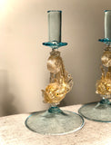 Murano Glass. Venetian Dolphin Candlesticks. Early 20th century.