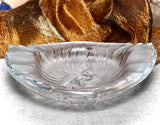 Strange Imports Vintage Glass Lalique. Scalloped Cendrier. ‘Nancy’ collection. Circa 1980.   Vintage Lalique bowl clear to frosted scalloped edge, circa 1980s. Spiral design in center. Signed on Underside   Lalique France .
