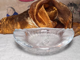Strange Imports Vintage Glass Lalique. Scalloped Cendrier. ‘Nancy’ collection. Circa 1980.   Vintage Lalique bowl clear to frosted scalloped edge, circa 1980s. Spiral design in center. Signed on Underside   Lalique France .