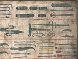 Tibetan Thangka. Surgical Instruments. painting on cloth. Circa 1900.