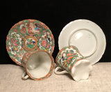 Antique Chinese Famille-Rose Cup and Saucer - pair. Qing Dynasty.
