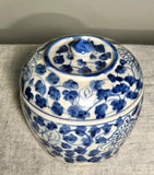 Vintage blue and white Lidded Jar