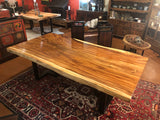 Acacia Single Slab Dining Table with Iron T Legs 48” x 94”