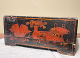 Strange Imports Antique Lacquerware A Large Lacquer Gift Box.  Antique Motif featuring Vase with flowers, lacquerware and tea ware.  China. circa 1900. An excellent decorative box. Well detailed. Superior Quality.  light wear consistent with its age.