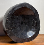 Strange Imports Petrified Wood Bowl Tertiary period, Indonesia trees buried by volcanic ash and lava replaced with  minerals chalcedony, quartz, calcite, opal and jasper, manganese iron. This petrified wood from Indonesia is millions of years old !