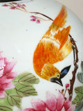 Lovely Bird and Flower Porcelain Jar with Script, dated 1913. China.
